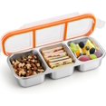 thumbnail image 1 of Juome Stainless Steel Snack Containers, Reusable 3 Compartment Snack Containers with Lids for Kids, Divided Food Storage Containers Condiment Box Sauce Cups for School, Travel, Home, 1 of 7