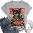 thumbnail image 5 of Womens Anime Cat Ramen Graphic T-Shirts Japanese Funny Graphic Short Sleeve Tees Kawaii Cat Anime Gifts Tops, 5 of 5