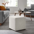 thumbnail image 2 of Ottoman Accent Chair, Ivory White, Fabric, Living Kitchen Cafe Bistro Hospitality Restaurant, Modern Contemporary HB36568, 2 of 9