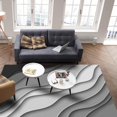thumbnail image 2 of Black Gradient Area Rugs Indoor Non-Slip Rectangle Rug 4x7 ft, Abstract Geometric Black Gray Beach Sea Waves Rug Rubber Backing Floor Mats Contemporary Home Decor Carpet for Entryway Living Room, 2 of 7