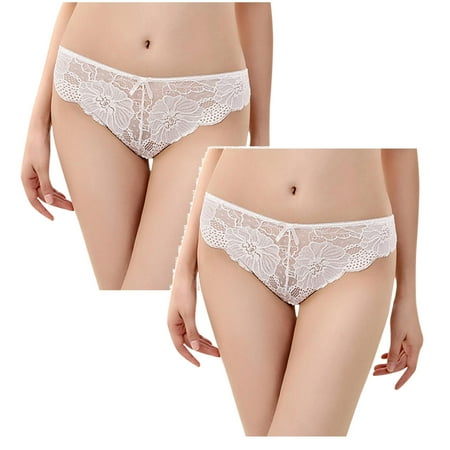

Womens Underwear Brief Cute Underpants Bow Low Waist Lace Panties2PC