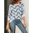 thumbnail image 6 of Liacowi Women Juniors Knitted Sweater Long Sleeve Contrast Color Pullover Retro Jumpers Tops Fall Loose Knitwear for Teen, 6 of 8