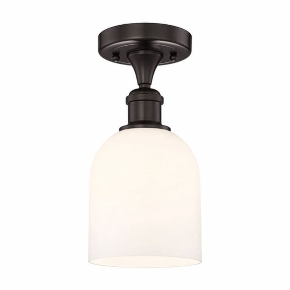 616-1F-OB-G558-6GWH Innovations Lighting Bella - 1 Light Semi-Flush Mount In Industrial Style-9.63 Inches Tall and 5.5 Inches Wide-Oil Rubbed Bronze