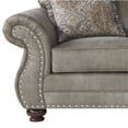 thumbnail image 3 of Faux Leather 3 In Gray With Fascinating Nailhead Trim Upholstered Striking For 3 Seats, 3 of 3