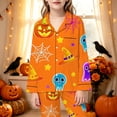 thumbnail image 2 of Afdoent Girls Pajamas Set Halloween Pumpkin Ghost Print Sleepwear Long Sleeve Jammies Button-Down Nightwear Loungewear Comfortable For Kids Holiday 11-12 Years, 2 of 5