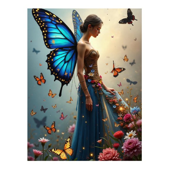 Diamond Art Kit for Adults, Classy Butterfly Woman Print No.284 Diamond Painting for Adults Beginners, 5D DIY Diamond Art Painting Kits, Colorful Diamond Painting Craft for Home Decor 12x16