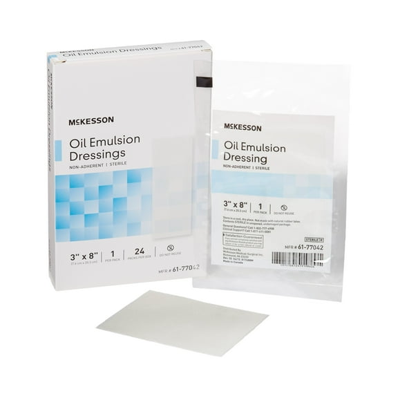 McKesson Oil Emulsion Impregnated Dressing 3 x 8" Rectangle Acetate Gauze 61-77042 24 Ct