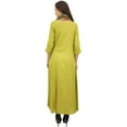 thumbnail image 4 of Bimba Designer Women's Cowl Maxi Lime Green Dress With Printed Tassel Scarf - 6, 4 of 5