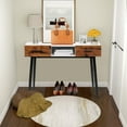 thumbnail image 3 of Giantex Nightstand, Industrial Style Sofa Table w/2 Drawers & Middle Open Shelf, Narrow Accent Side Console Table for Entryway, Hallway, Living Room, Bedroom, 3 of 8