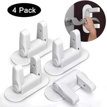 LNKOO 4 Pack Door Lever Lock,2019 Upgrade Baby Safety Child Proof Door Handle Lock,Kids Safety Lock with 3M Adhesive No Drill No