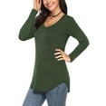 thumbnail image 3 of JYLFC Women Plus Size T-Shirts Long Sleeve Tee V Neck Loose Tops Solid Tunic, Green 5XL, 3 of 8