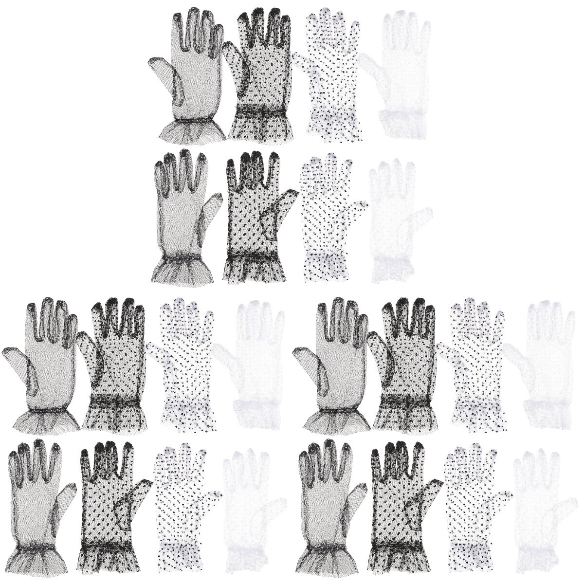 12 Pairs Short Lace Gloves Tea Party Wedding Sexy Lace Gloves Women
