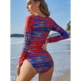 thumbnail image 5 of Charmo V Neck Rash Guard for Women One Piece Bathing Suits Tummy Control Long Sleeves Monikini Swimsuit, 5 of 5