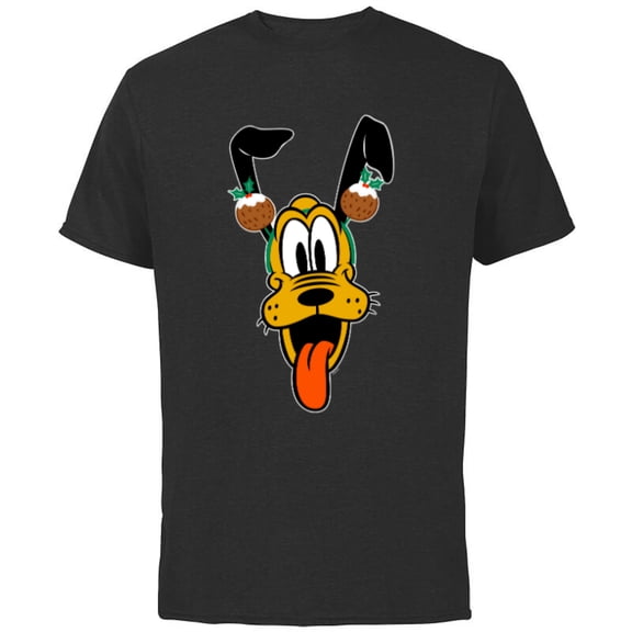 Disney Pluto Christmas Pudding Holiday Headband - Short Sleeve Cotton T-Shirt for Adults - Customized-Black