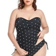 thumbnail image 3 of RELLECIGA Women's Ruched Bandeau Tankini Top Swimsuits, 3 of 7