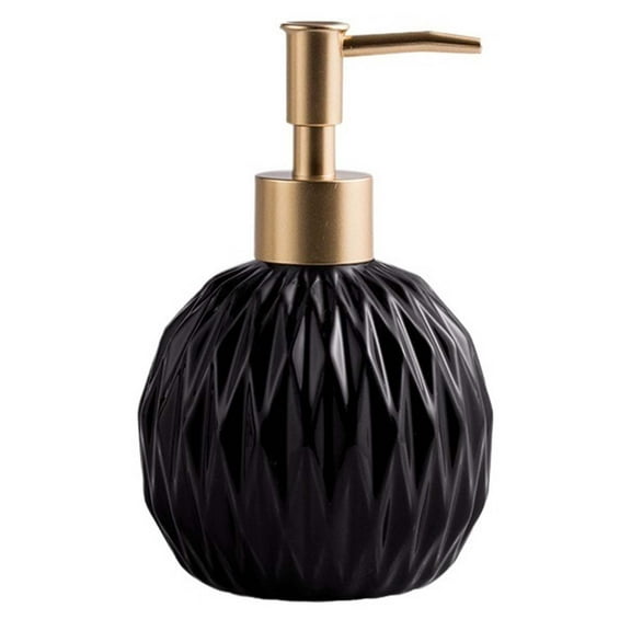 Elegant Ceramic Soap Dispenser with Diamond Texture, 400ml Refillable Pump Bottle for Bathroom Decor & Vanity