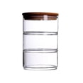 thumbnail image 1 of Frascos de vidrio apilables Contenedor de grano transparente sellado de comida de vidrio de 3 niveles Frascos apilables de 3 niveles para dulce tapa de madera Gloria Frascos apilables, 1 of 9
