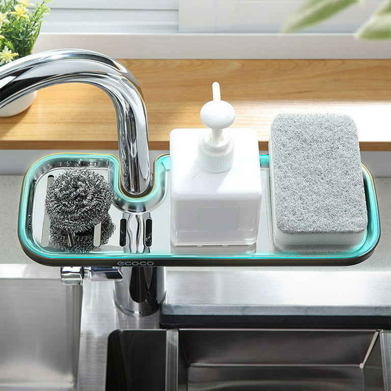 EGWON Kitchen Soap Tray,Kitchen Sink Tray Sponge Tray Kitchen Sponge Holder Self Draining Premium Soap Holder for Bathroom Kitchen Counter Sink Caddy