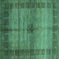thumbnail image 1 of Ahgly Company Machine Washable Indoor Square Abstract Turquoise Blue Modern Area Rugs, 7' Square, 1 of 4