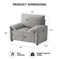 thumbnail image 3 of ROGALIS 42" Modern Armchair, Oversized Accent Chair with Padded Arms, Chenille Fabric, Grey, 3 of 7
