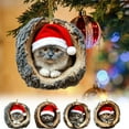 thumbnail image 2 of 4PC Cat Christmas Tree Ornaments, A Kitten in The Tree Hole 2D Acrylic Hanging Ornament, Cats with Santa Hat Cute Pet Lover Christmas Decorations Gifts, Holiday Winter Home Decor Party Supplies, 2 of 10