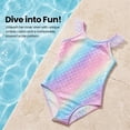 thumbnail image 5 of Girls Mermaid One Piece Scale Print Swimwear Colorful Bathing Suits Cute Kids Princess Beach Swimsuit Size 3T, 5 of 11