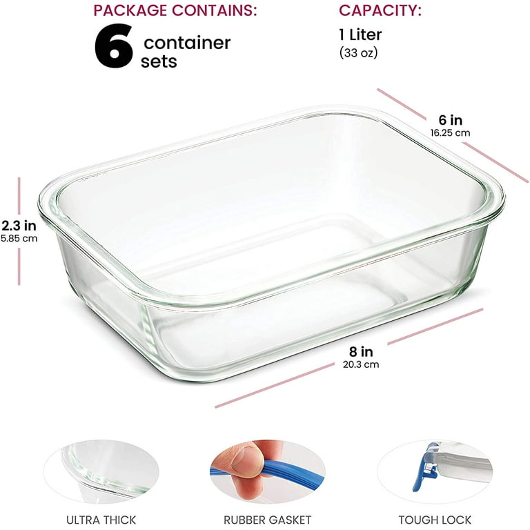 KOCWELL Food Storage Containers Set with Lids Airtight,6 PCS Plastic Meal  Prep Container & Kitchen Organization, BPA-Free/100% Leak-Proof Lunch  Boxes