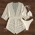 thumbnail image 4 of FhsagQ Swimsuit Sets for Women with Robe Crotchless Women Bikini Cute Sport Push up Swimsuit Mesh Drawstring Swimsuit 3 Piece Swimsuit Swimsuit Sets for Women Push up Bra Crotchless Beige L, 4 of 6