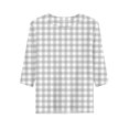 thumbnail image 5 of Domzest Womens Plaid Half Sleeve Tops Crew Neck Elbow Length Loose Fit Shirts Dressy Casual Summer Fall Lightweight Basic Blouse Gray L, 5 of 6