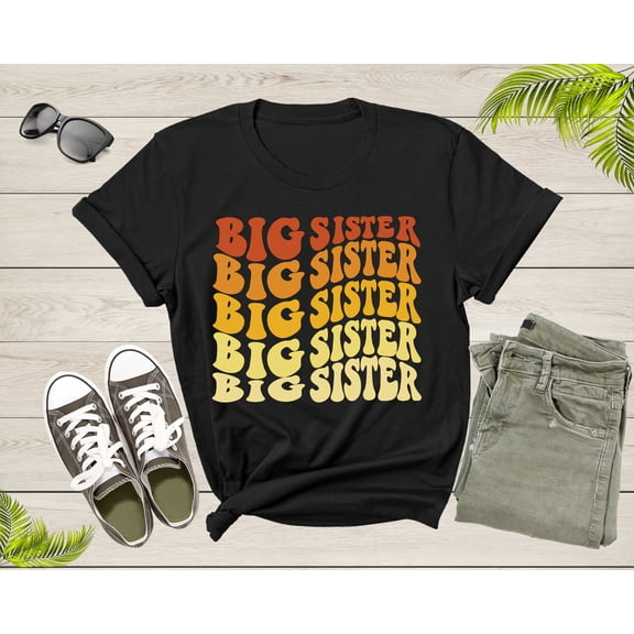 Funny Retro Big Sister Gift Present For Girl Teenager Women T-Shirt Big Sister Lover Graphic Design T Shirt for Girls Teens Tshirt
