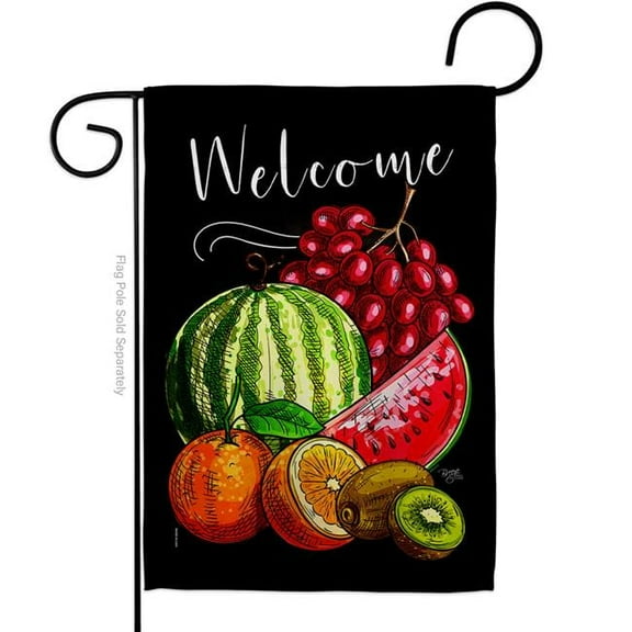 Breeze Decor G167068-BO Welcome Fruity Food Fruit 13 x 18.5 in. Double-Sided Decorative Vertical Garden Flags for House Decoration Banner Yard Gift