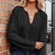 thumbnail image 5 of Knitted Sweater, Breathable Women Sweater Long Sleeve Pure Color  For Daily Life ANGGREK Negro M, 5 of 7