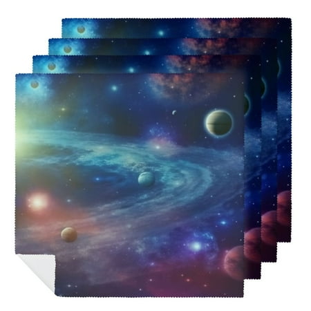 

Facannap Planets Stars Space Art Cloth Napkins for Hotel Home Banquet Atmosphere Embellishment Polyester Party Dinner Decoration Washable Reusable Fabric Events 6 PCS