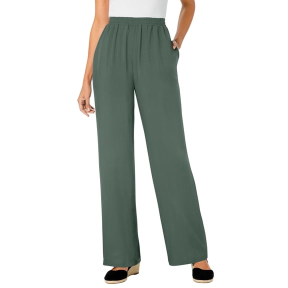 Woman Within Plus Size Tall Pull-On Elastic Waist Soft Pants