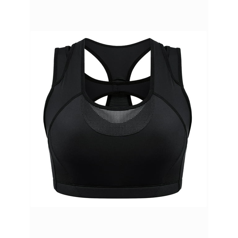 Sports Bras for Women High Impact Support Wirefree Molded Cups Workout Mesh  Racerback Yoga Sports Bra 