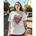 thumbnail image 3 of Women's Graphic T-Shirt White 2XL Women's Tops Red Heart with Letters Crew Neck Short Sleeve Shirts for Women, 3 of 3
