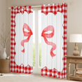 thumbnail image 2 of jejeloiu Ribbon Bowknot Print Curtains Pack of 2 (42x84 Each),Red White Checkered Curtains Blackout For Kids, 2 of 6