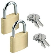 TopzoneÂ® 25mm 1" inch Small Mini Solid Brass Padlock with 2 Keys (Pack of 2)