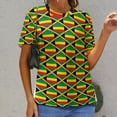 thumbnail image 6 of African Kente Cloth Print Women's Short Sleeve Tops Casual Blouses T Shirt, 6 of 6