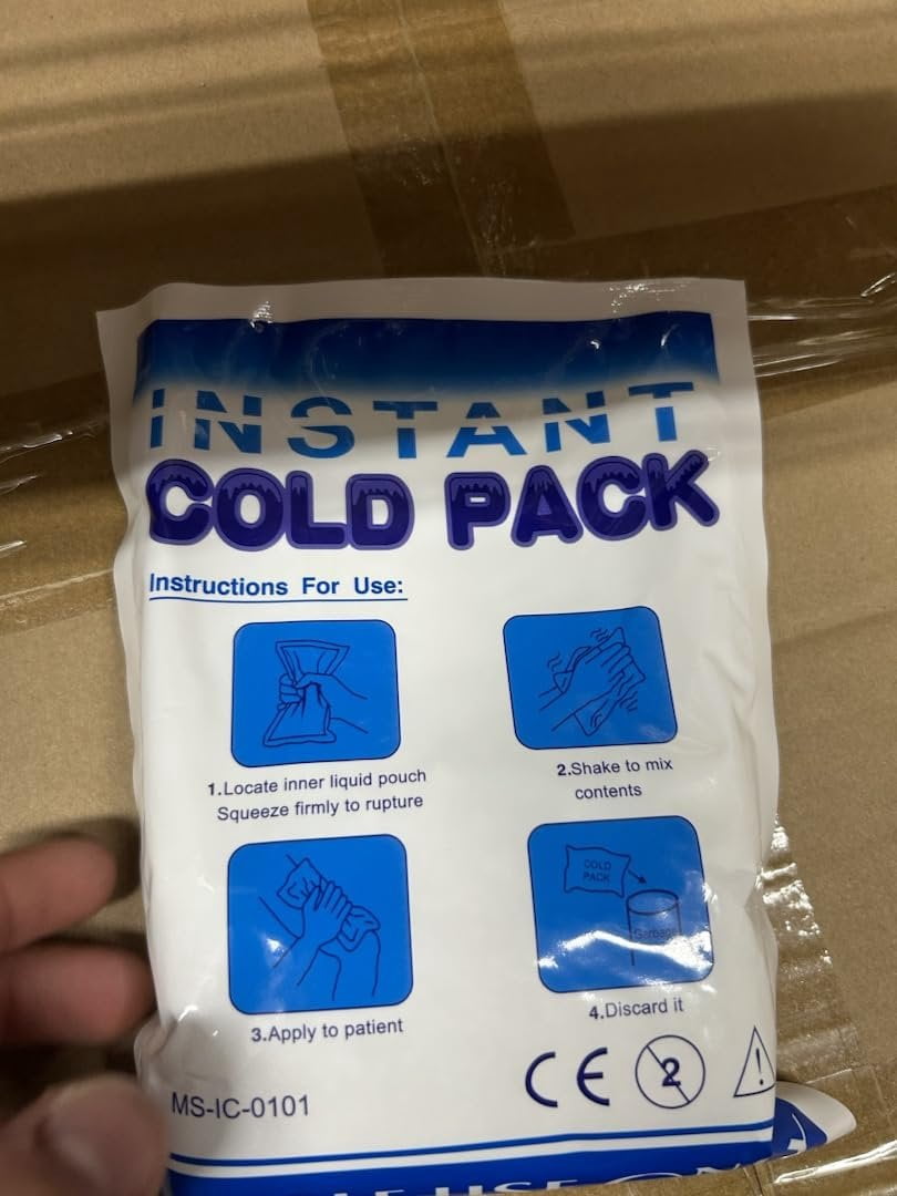 Instant Cold Pack 6 x 8 Inch. Pack of 10 First Aid Instant Cold Packs for Injuries, Spasms, Burn. Single Use Instant Cold Compress First Aid. Portable Instant Ice Packs for Injuries Disposable