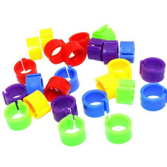 SPRING PARK 100pcs Mix Color 8mm Foot Ring Bands Bird Clip on Leg Rings for Pigeon