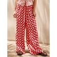 thumbnail image 3 of Suagox Women Wide Leg Pants Casual Sun/Checkerboard Print Loose Elastic Waist Trousers for Work Office Streetwear, 3 of 10