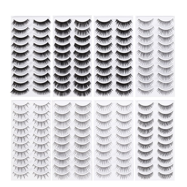 80 pares de pestañas postizas naturales estilo 8 gruesas pestañas largas para las mujeres Lady Teenager Girls