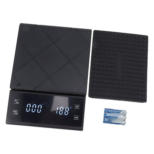Báscula digital para café de 3 kg y 0,1 g, resistente al agua, táctil, con temporizador, para cocina, cafetería y panadería, color negro.