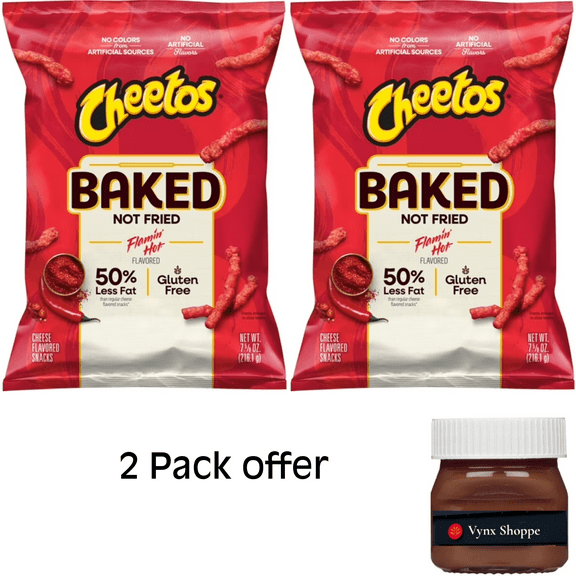 Baked Cheetos Crunchy 50% Less Fat Flamin’ Hot Cheese Flavored Snacks Bag, 7.625 oz