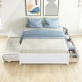 thumbnail image 3 of Full Size Platform Bed with Trundle & 2 Storage Drawers, Space Saving Bed Frame with Solid Pine Wood Slats Support, No Box Spring Needed, for Bedroom, Living Room, White, 3 of 6