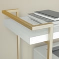 thumbnail image 4 of Martha Stewart Liam 2-Tier Mobile Office Storage Cart, White/Polished Brass, 4 of 13
