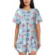 thumbnail image 1 of Balery Brain Training Conjunto de Pijama para Mujer con Estampado, Dos Piezas de Manga Corta y Shorts, Ropa de Dormir Suave con Cuello Redondo y Bolsillos-4X-Large, 1 of 6