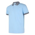 thumbnail image 3 of Mens Polo Shirt with Stripe Collar Short Sleeve Slim Fit Tops Solid Color Summer Casual Business Breathable Tee Golf Blue Dress Shirts for Men, 3 of 4