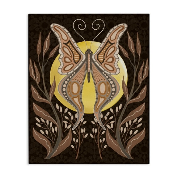 Stupell Industries Moth & Moon Botanicals Insects Painting Wrapped Canvas Art Print Wall Art, 16 x 20